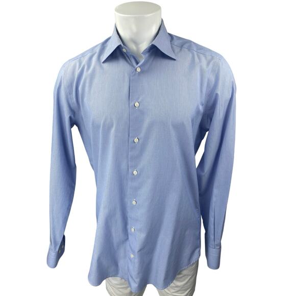 Suitsupply Other - Suitsupply Traveler Men's Blue Long Sleeve Collar Button Down Shirt Top Sz 41/16